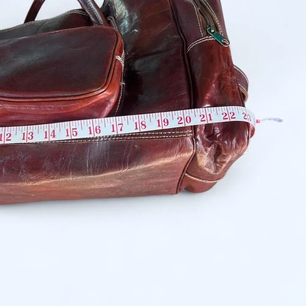 Vintage Genuine Leather Duffle Bag with shoulder strap